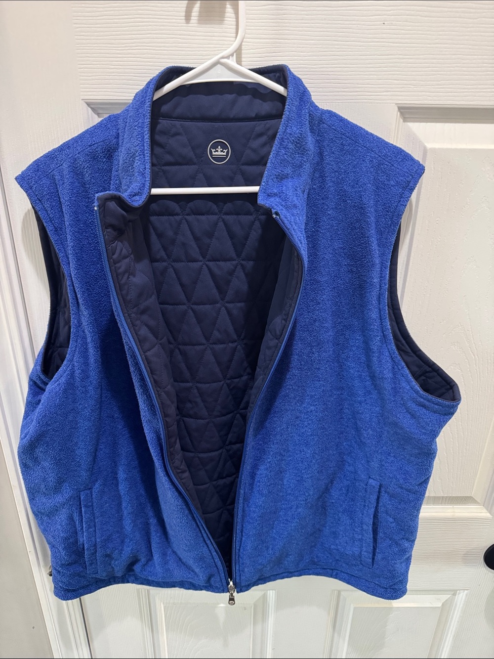 Classic Quilted-Lined Fleece Vest - Blue-reversible